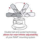 RAM Mount - 1" Diameter Ball Standard Length Double Socket Arm with 3.25" Diameter Suction Cup Twist Lock Base - RAM-B-166-103U