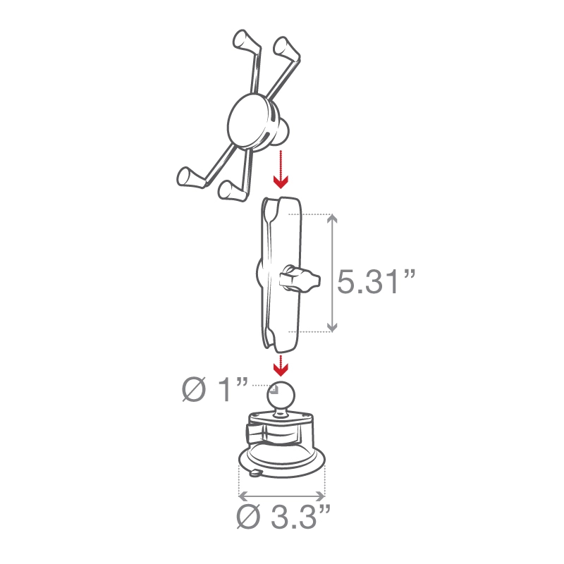 RAM Mount - RAM X-Grip Large Phone Mount with RAM Twist-Lock Suction Cup Base - RAM-B-166-C-UN10U