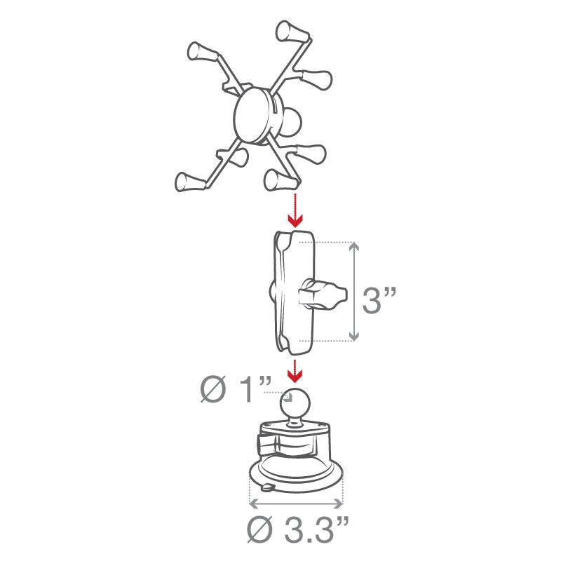 RAM Mount - Twist Lock Suction Cup Base with Universal X-Grip II - RAM-B-166-UN8U