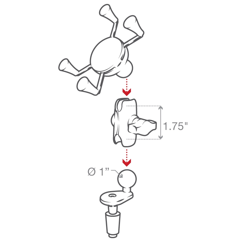 RAM Mount - Fork Stem Mount with Short Double Socket Arm & Universal X-Grip Cell/iPhone Cradle - RAM-B-176-A-UN7U