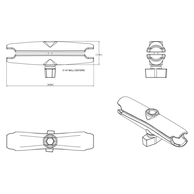 RAM Mount - Long Double Socket Arm for 1" Ball Bases - RAM-B-201U-C