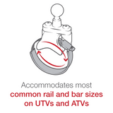 RAM Mount - Rail Base with Zinc Coated U-Bolt, ATV/UTV Strap & 1" Ball for Rails to 3.15" in Diameter - RAM-B-231Z-2U