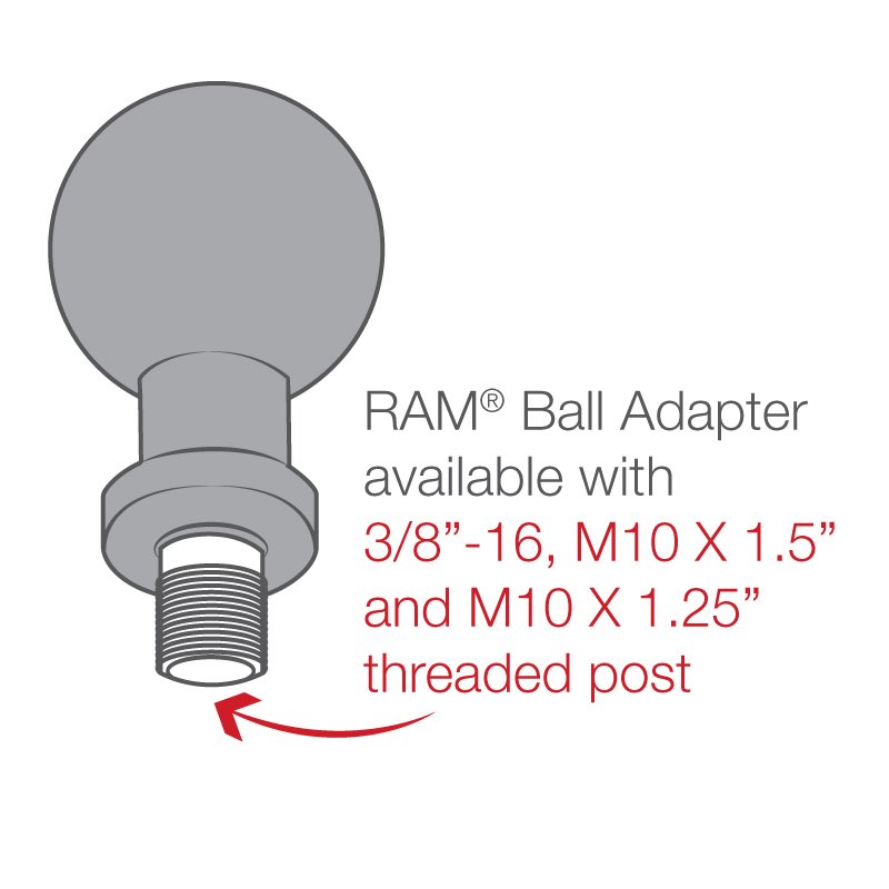 RAM Mount - 1" Ball Connected to 3/8"-16 Threaded Post - RAM-B-236U