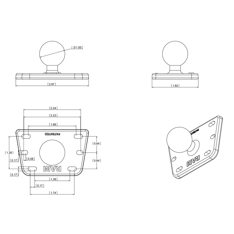 RAM Mount - Motorcycle Brake/Clutch Cover with 1" Ball - RAM-B-345U