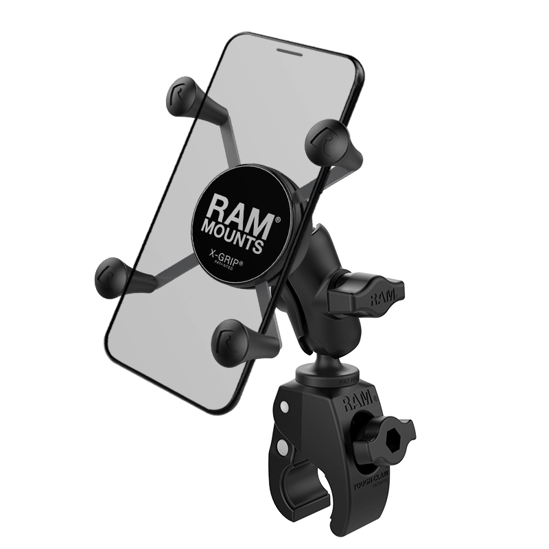 RAM Mount - Small Tough-Claw Base with Short Double Socket Arm and Universal X-Grip Cell/iPhone Cradle - RAM-B-400-A-HOL-UN7BU