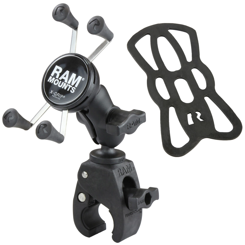 RAM Mount - Small Tough-Claw Base with Short Double Socket Arm and Universal X-Grip Cell/iPhone Cradle - RAM-B-400-A-HOL-UN7BU