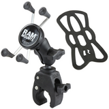 RAM Mount - Small Tough-Claw Base with Short Double Socket Arm and Universal X-Grip Cell/iPhone Cradle - RAM-B-400-A-HOL-UN7BU