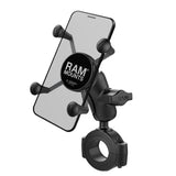 RAM Mount - RAM Torque 1 1/8" - 1 1/2" Diameter Handlebar/Rail Base with B Size 1" Ball, Short Arm and X-Grip for Phones - RAM-B-408-112-15-A-UN7U