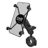 RAM Mount - RAM Torque 1 1/8" - 1 1/2" Diameter Handlebar/Rail Base with 1" Ball, Medium Arm and X-Grip for Larger Phones - RAM-B-408-112-15-UN10U