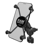 RAM Mount - RAM Torque 3/8" - 5/8" Diameter Mini Rail Base with 1" Ball, Short Arm and X-Grip for Larger Phones - RAM-B-408-37-62-A-UN10