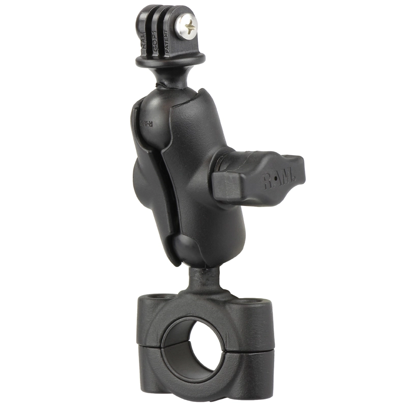 RAM Mount - RAM Torque 3/4" - 1" Diameter Handlebar/Rail Base with 1" Ball, SHORT Arm and GoPro/Action Camera Mount - RAM-B-408-75-1-A-GOP1U