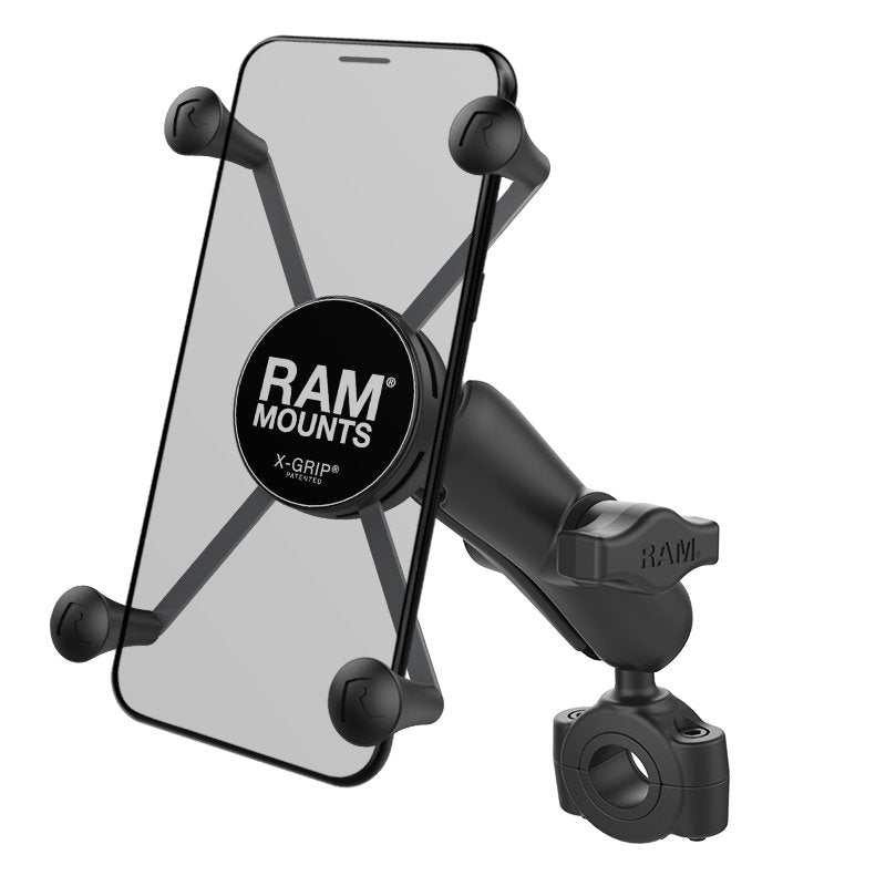 RAM Mount - RAM Torque 3/4" - 1" Diameter Handlebar/Rail Base with 1" Ball, Medium Arm and X-Grip for Larger Phones - RAM-B-408-75-1-UN10U