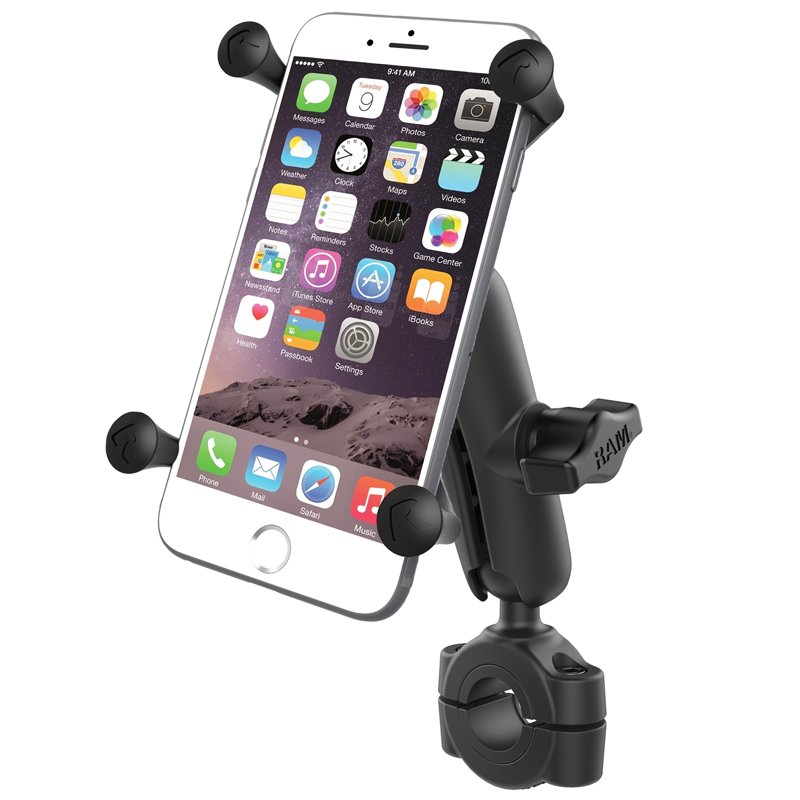 RAM Mount - RAM Torque 3/4" - 1" Diameter Handlebar/Rail Base with 1" Ball, Medium Arm and X-Grip for Larger Phones - RAM-B-408-75-1-UN10U