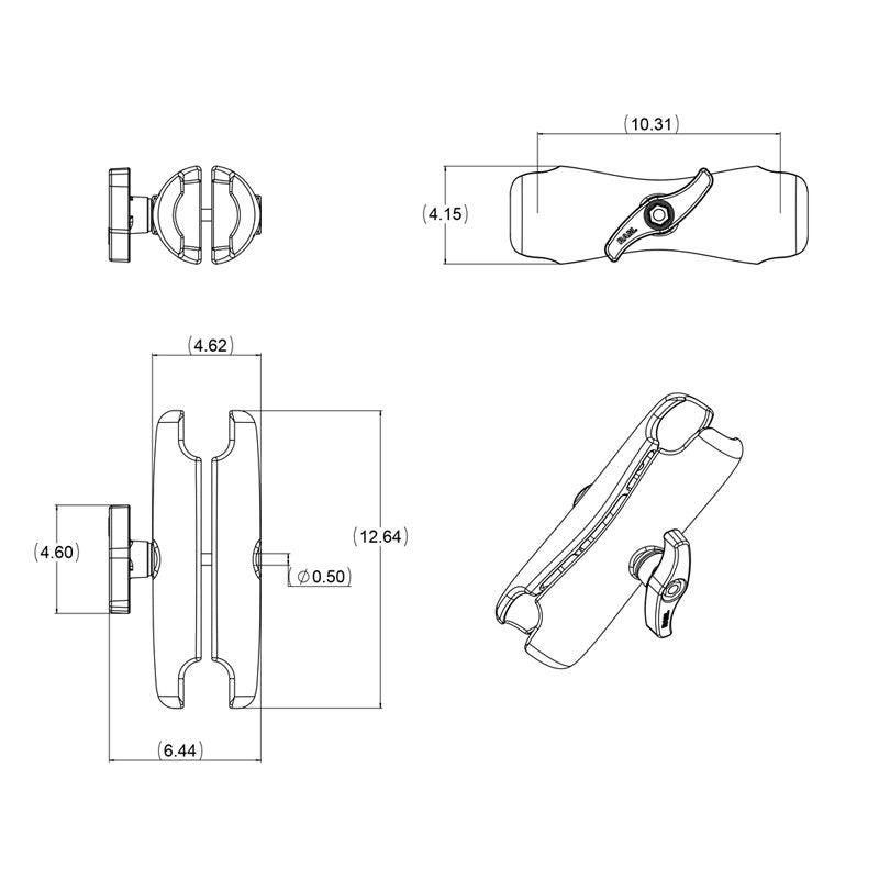 RAM Mount - Double Socket Arm for 3.38" E Size Ball Bases - RAM-E-201U