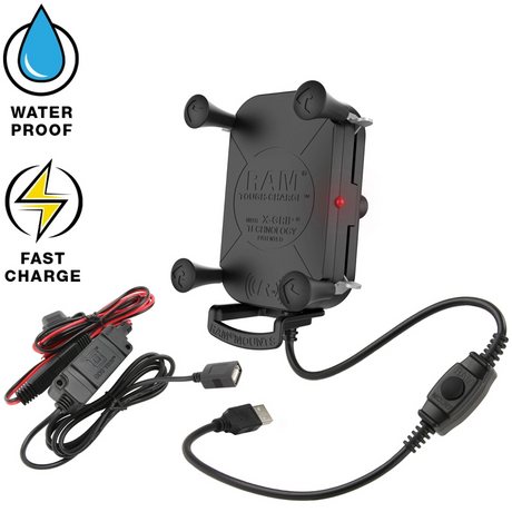 RAM Mount - Tough-Charge Waterproof Wireless Charging Holder with Charger - RAM-HOL-UN12WB-V7M