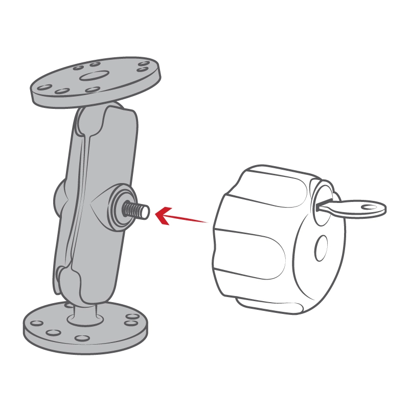 RAM Mount - Knob with Keyed Lock & 1/4" - 20 Brass Hole - RAM-KNOB3LU