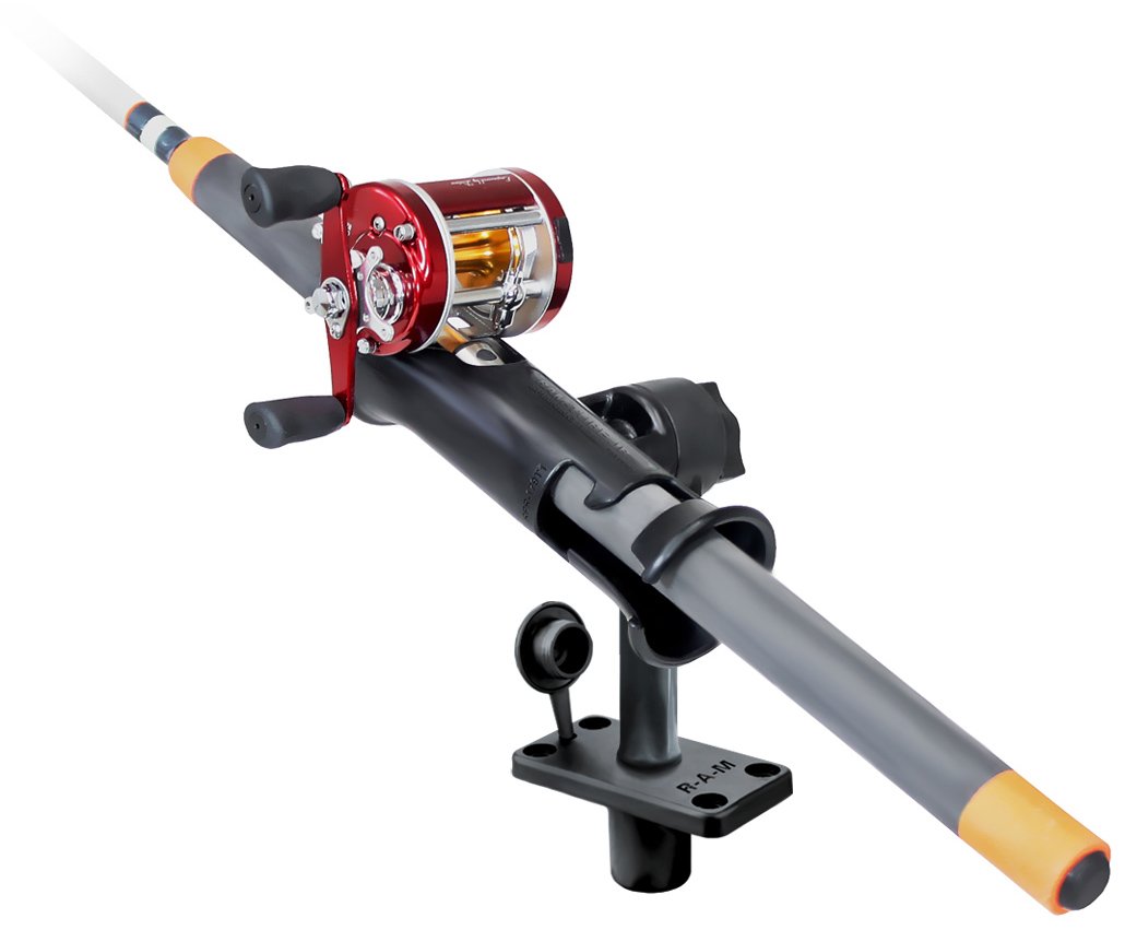 RAM Mount - RAM Tube Jr. Fishing Rod Holder with Standard 6" Length Post Spline & Flush Mounting Base - RAP-390-FU