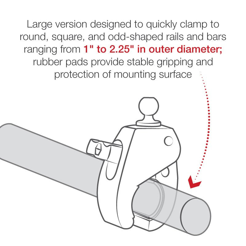 RAM Mount - Large Tough-Claw with 1" Diameter Rubber Ball - RAP-B-401U