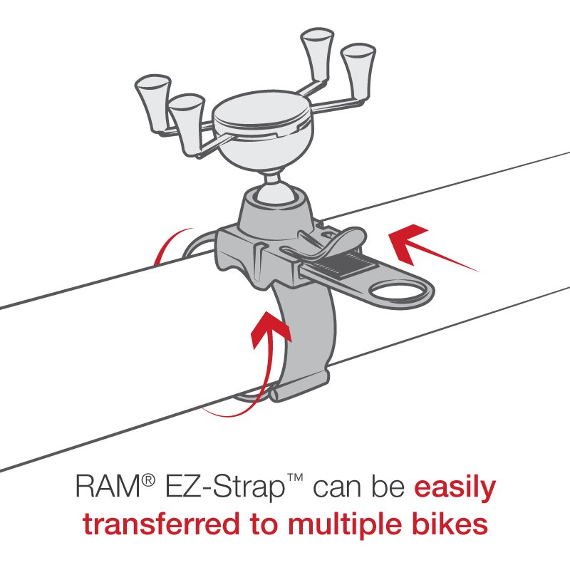 RAM Mount - EZ-Strap Rail Mount w/Universal X-Grip Cell Phone Holder - RAP-SB-187-UN7U