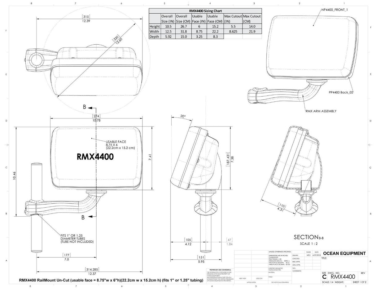 NavPod - RailMount Pre-Cut f/Simrad NSS7 evo2 or B&G Zeus 7 - RMX4406