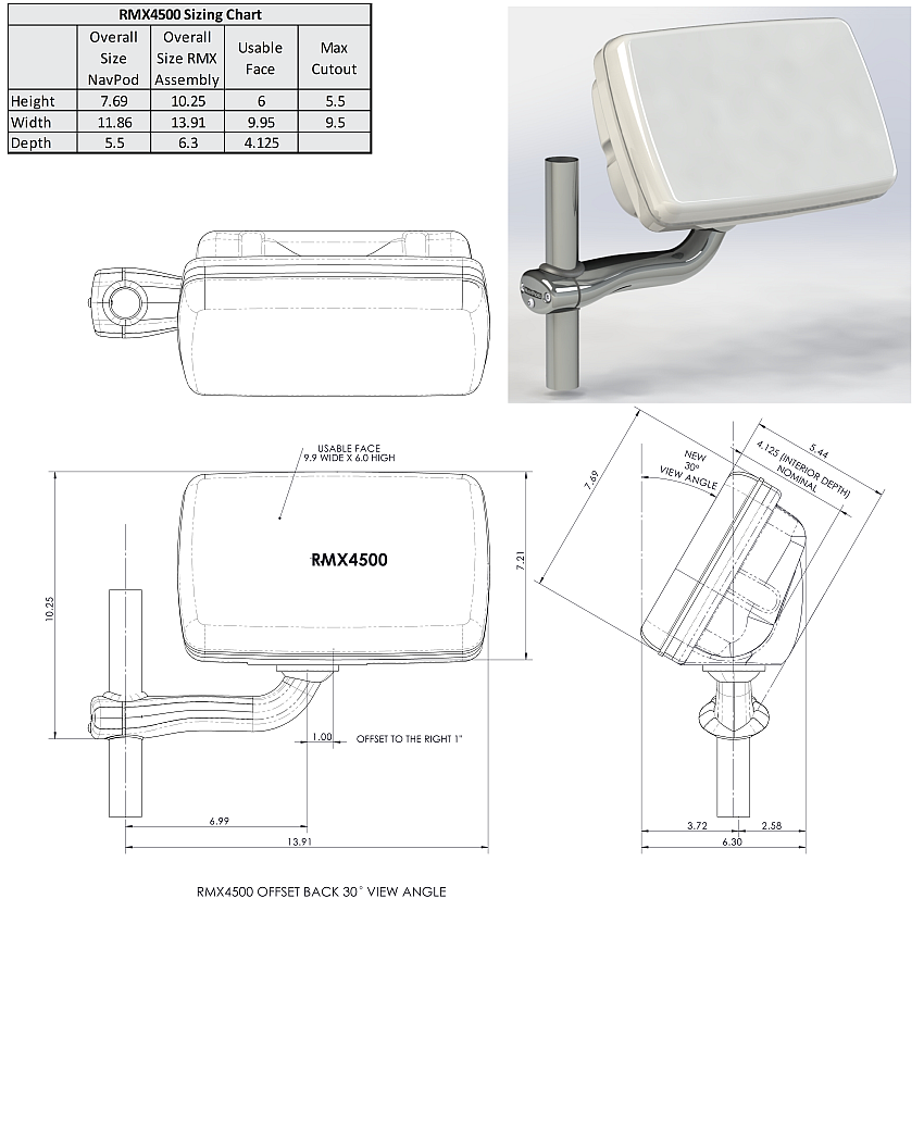 NavPod - RailMount Pod 2 Pre-Cut 3.6" Holes - RMX4502