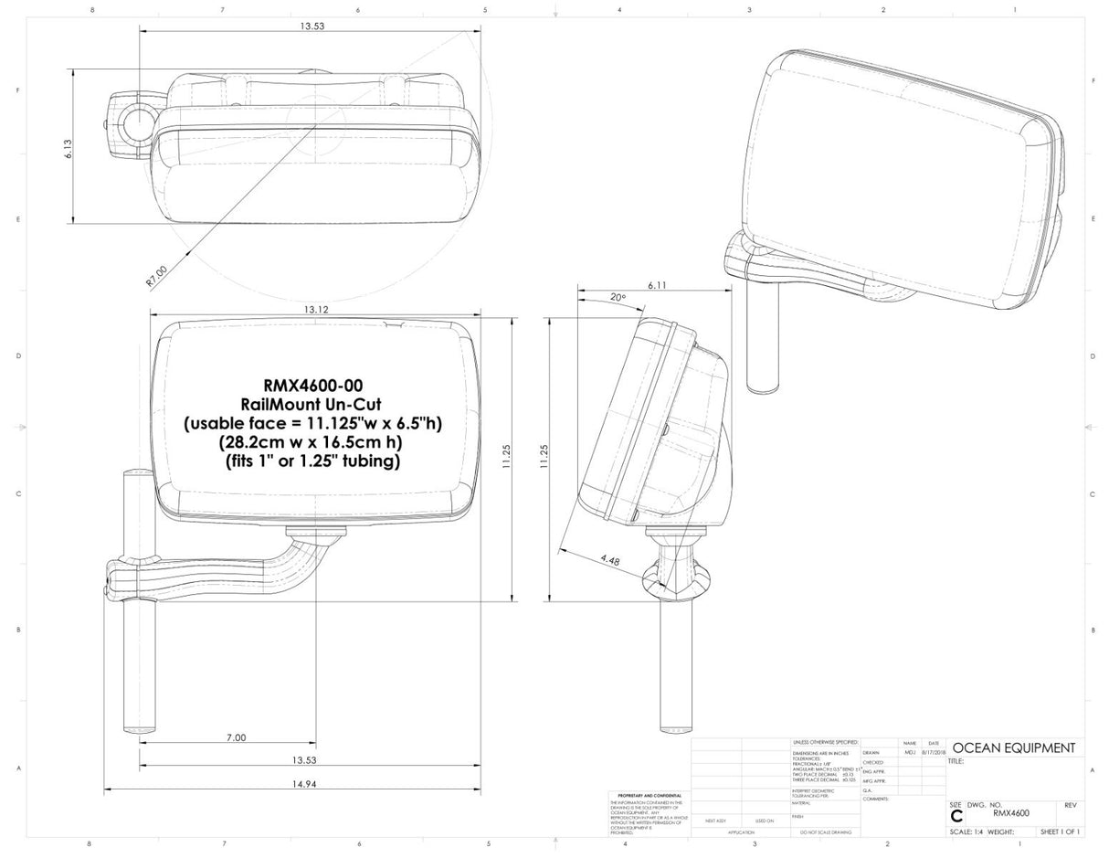 NavPod - RMX4600 RailMount Uncut (Usable Face = 11.375"W x 6.75"H) (28.9cm W x 17.1cm H) - RMX4600