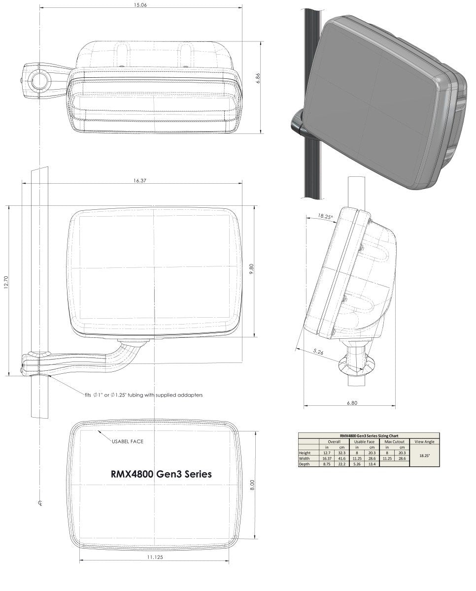 NavPod - RailMount Pre-Cut f/Raymarine a95/a97/a98 - RMX4814