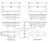 Attwood Marine -  Stud Mount Flush Cleat - 8" - 66524-1