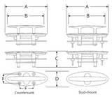 Attwood Marine - Stud Mount Flush Cleat - 4-1/2" - 665127