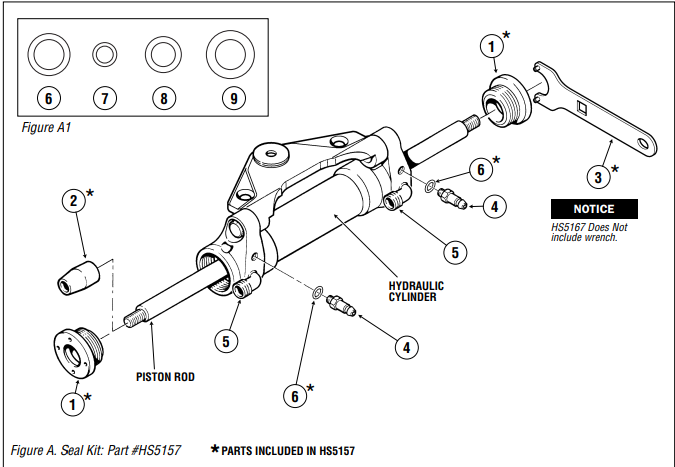SeaStar - Front Mount Hydraulic Steering Cylinder Seal Kit - HS5167Â 