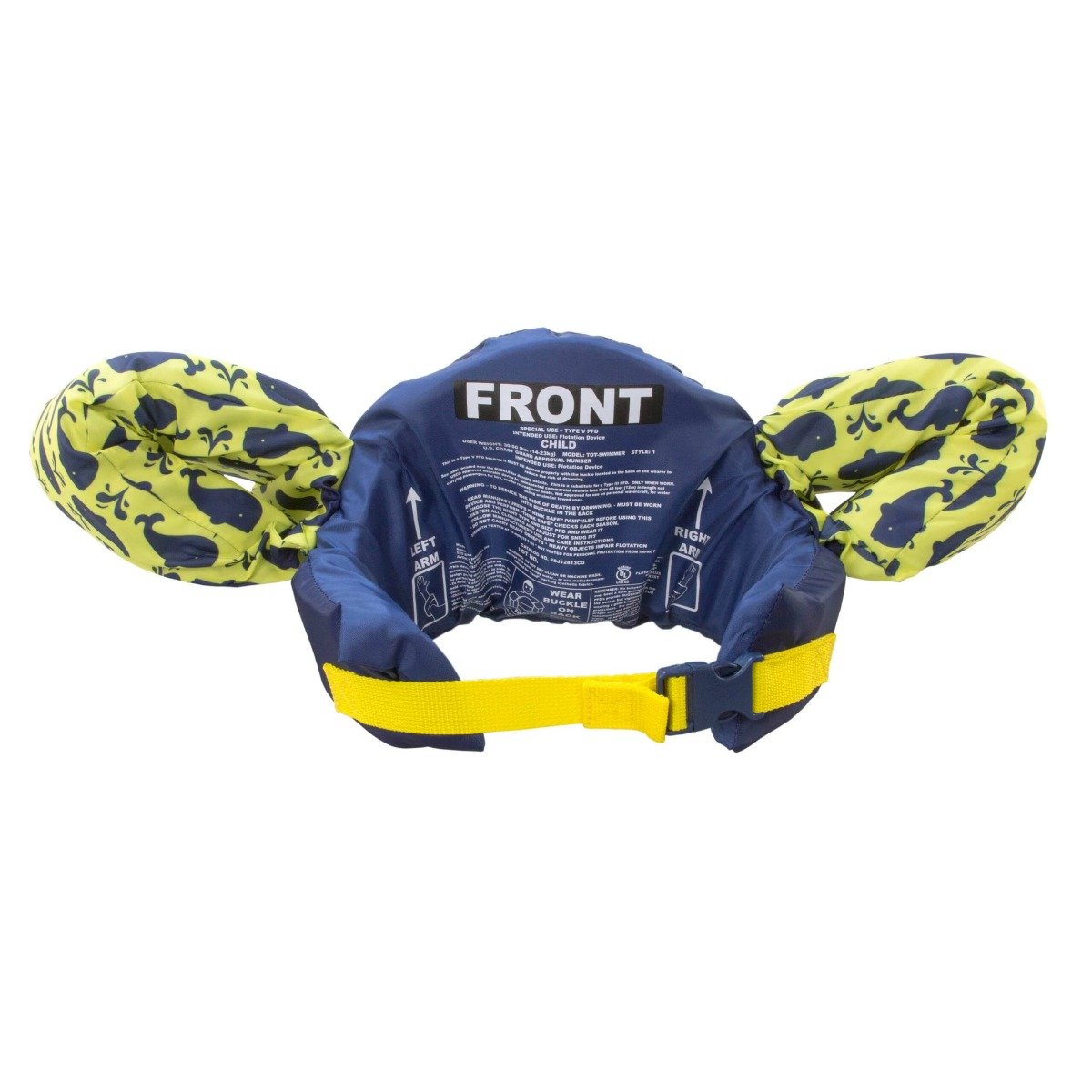 USCG TOT Swimmer Vest w/Arm Floaties, Type V Vest Fits up to 50 lbs., Blue Whale SSJ12813CG