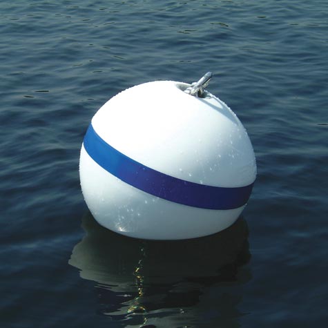 Taylor Made - Sur-Moor T3C Mooring Buoy - White With Blue Reflective Striping - 12" Diameter - 46370