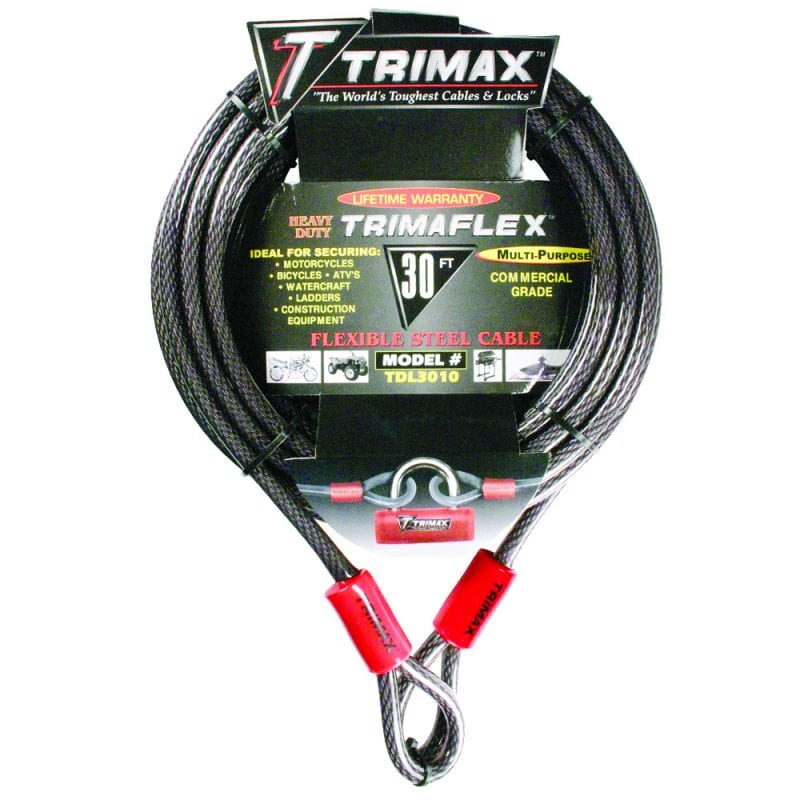 Trimax Locks - Dual Loop Quadra Braid Trimaflex Cable - 30"2 x 10mm - TDL3010