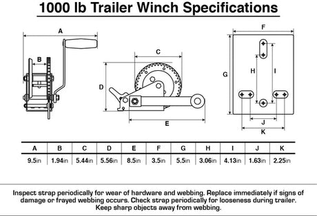 T-H Marine - Boating Essentials - Trailer Winch - 1000 LB - BE-TR-59918-DP