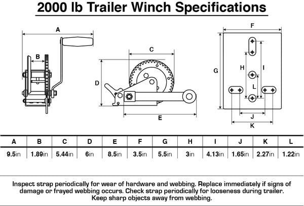 T-H Marine - Boating Essentials - Trailer Winch - 2000 LB - BE-TR-59926-DP