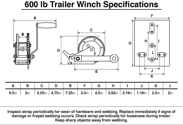 T-H Marine - Boating Essentials - Trailer Winch - 600 LB - BE-TR-59916-DP