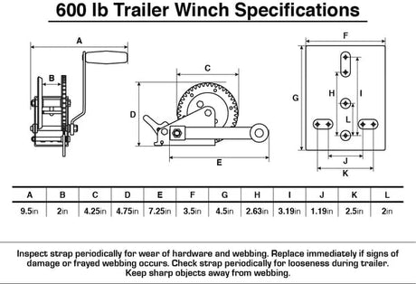 T-H Marine - Boating Essentials - Trailer Winch - 600 LB - BE-TR-59916-DP