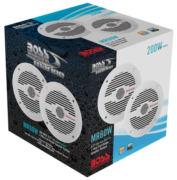 Boss Audio - MR60W 6.5" Round Marine Speakers - Pair - White - MR60W