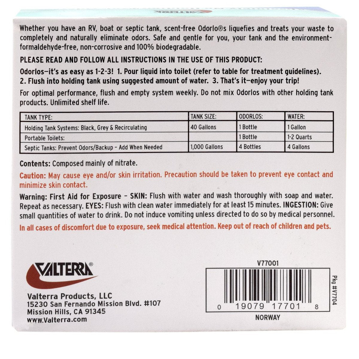 Valterra - Odorlos Holding Tank Treatment - 4 oz. Bottle - 9-Pack - V77001