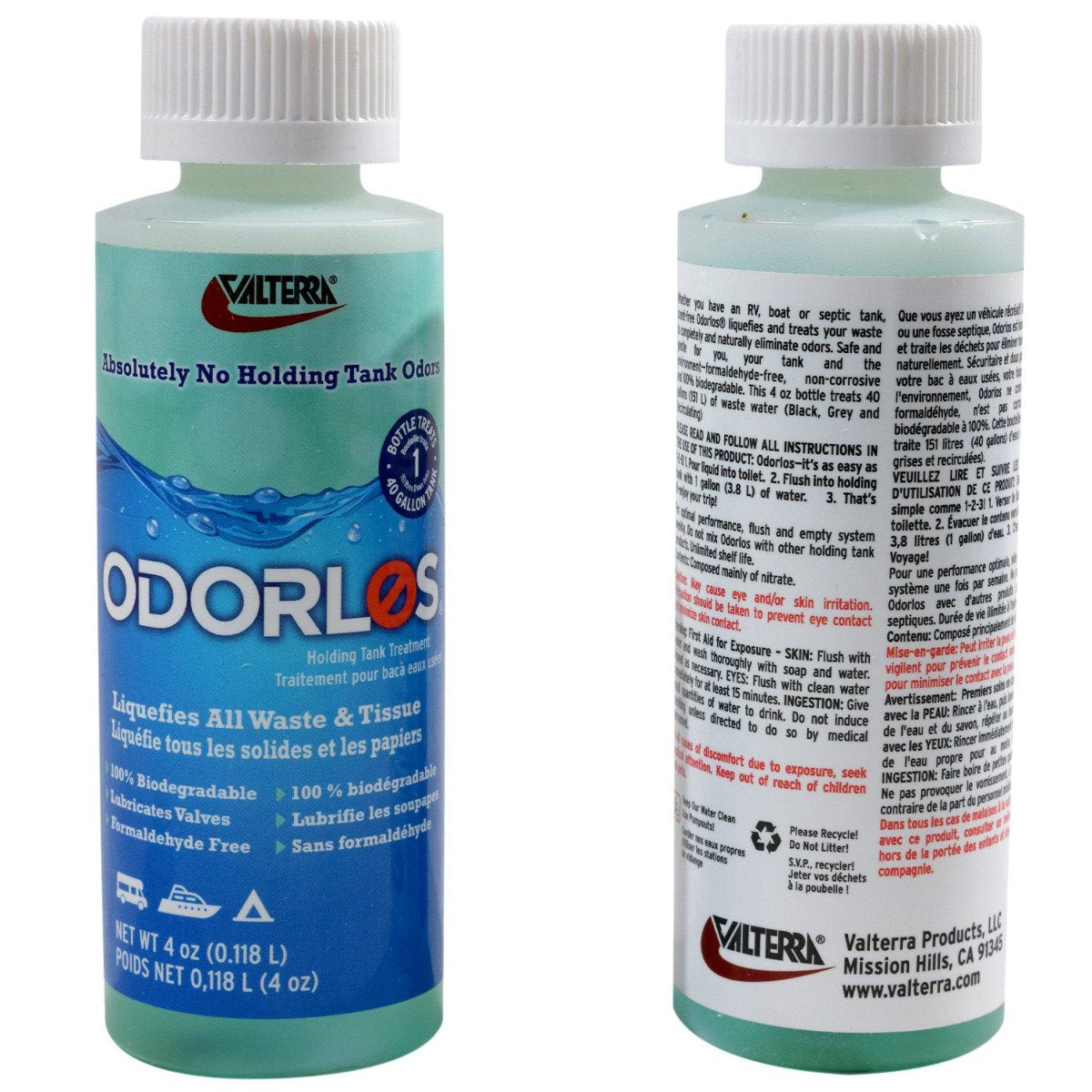 Valterra - Odorlos Holding Tank Treatment - 4 oz. Bottle - 9-Pack - V77001