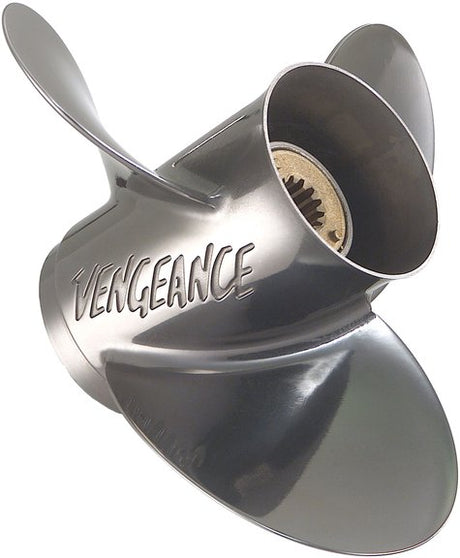 Mercury - Vengeance Stainless Steel Propeller - 3-Blade - 25 HP Bigfoot and 30 HP (2005 and earlier), 30 HP Command Thrust (2010 and newer), 40 - 60 HP (all years) - 10.3 Dia. - 15 Pitch - 48-855862A46